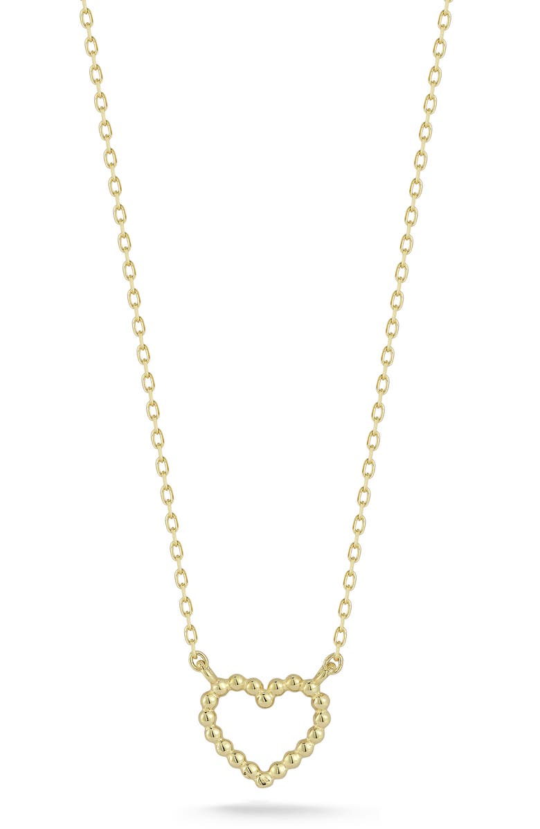 Ember Fine Jewelry Beaded Heart Pendant Necklace, Main, color, Gold