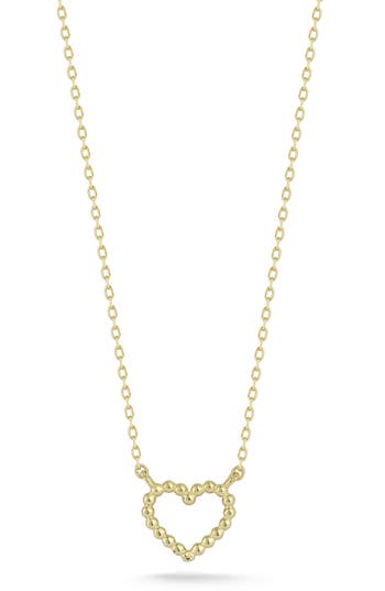 Ember Fine Jewelry Beaded Heart Pendant Necklace In Gold
