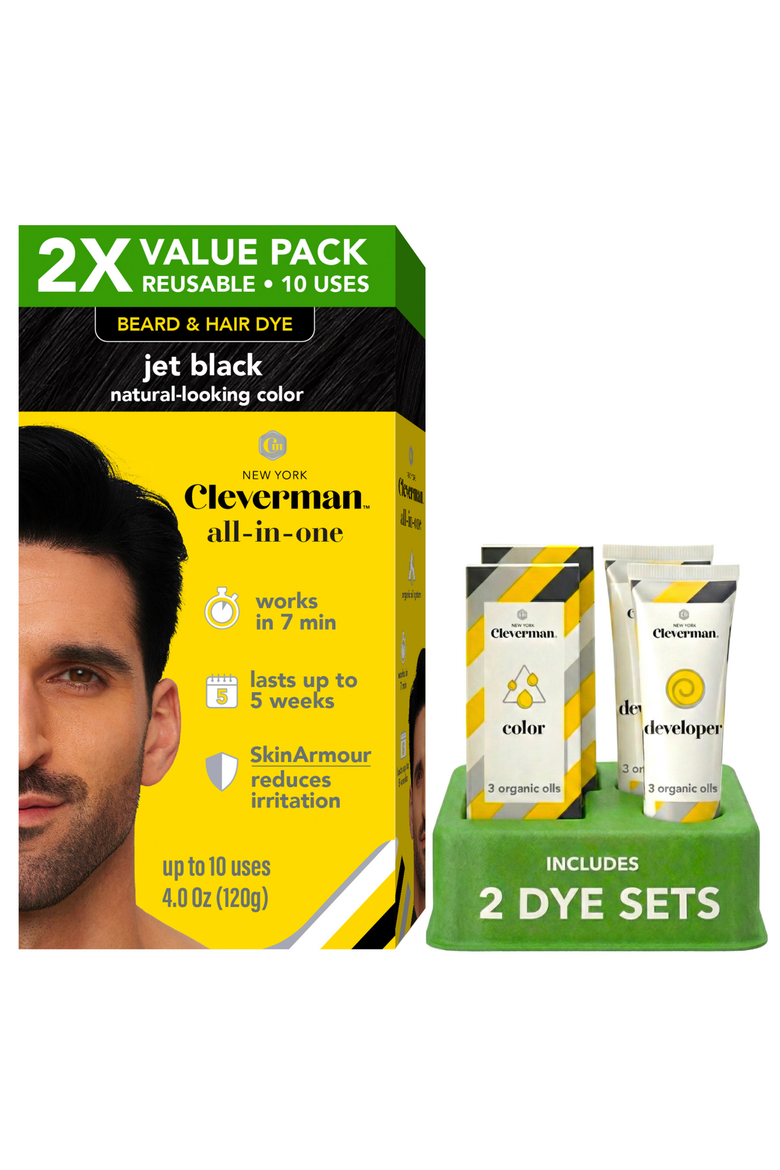 2X Pack Reusable Beard & Hair Dye Kit, Main, color, Jet Black