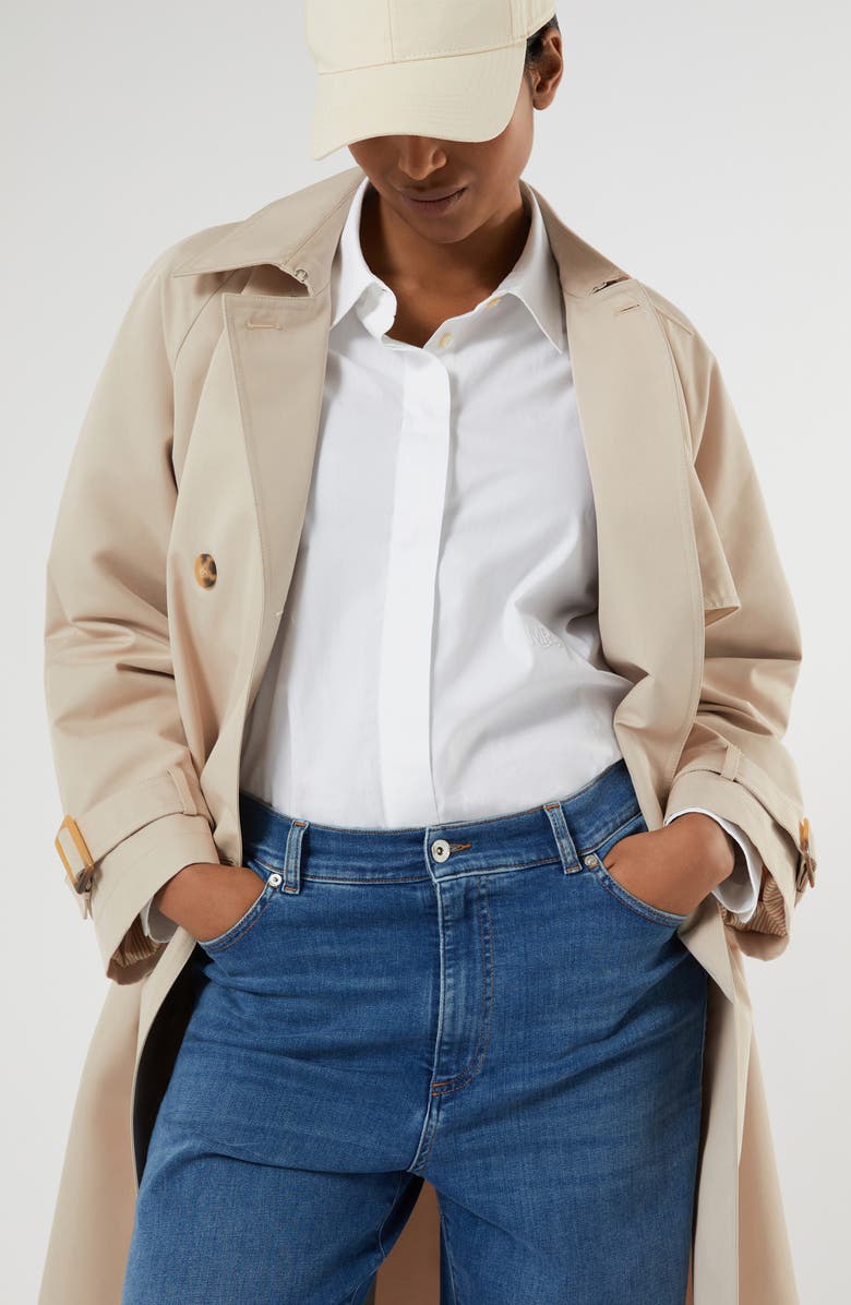 Marina Rinaldi Patto Water Repellent Cotton Blend Trench Coat, Alternate, color, Beige