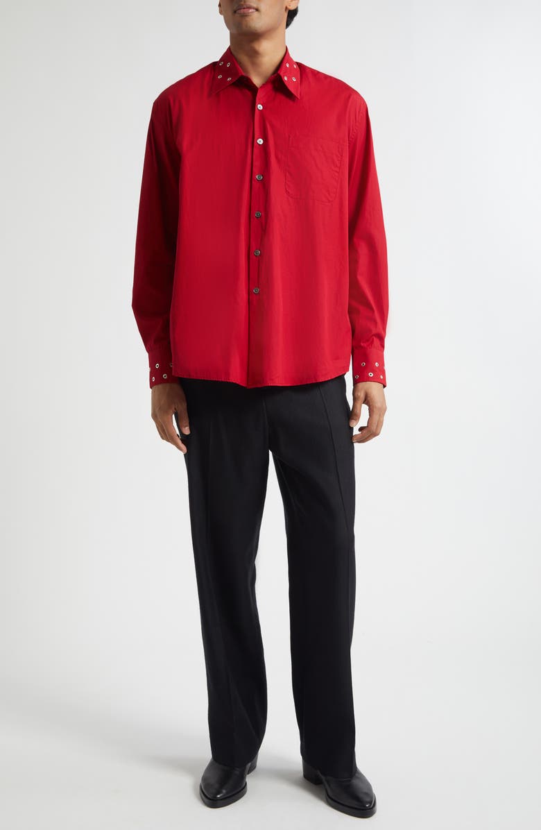 OUR LEGACY Above Grommet Detail Cotton Poplin Button-Up Shirt, Alternate, color,