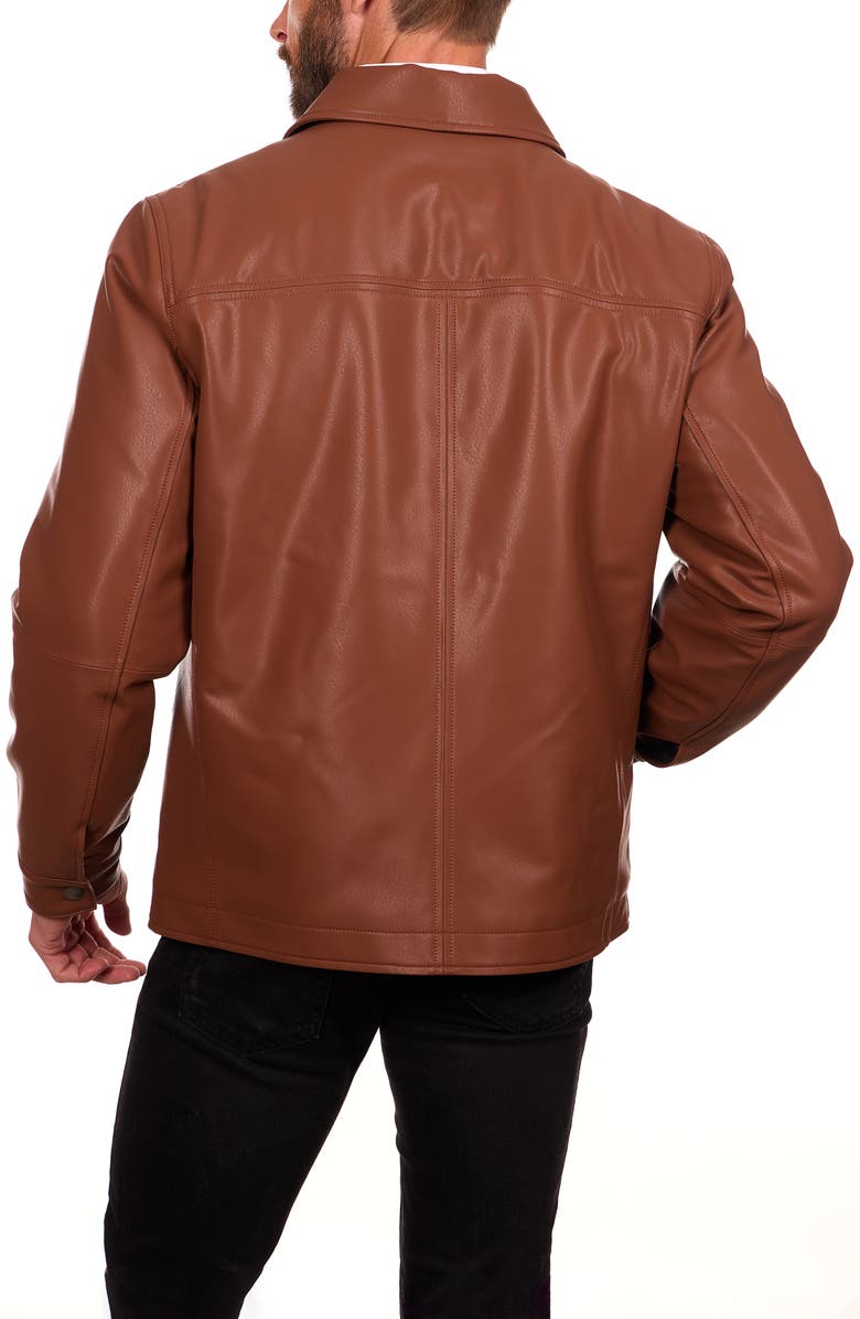 Perry Ellis Classic Leather Jacket, Alternate, color, Cognac
