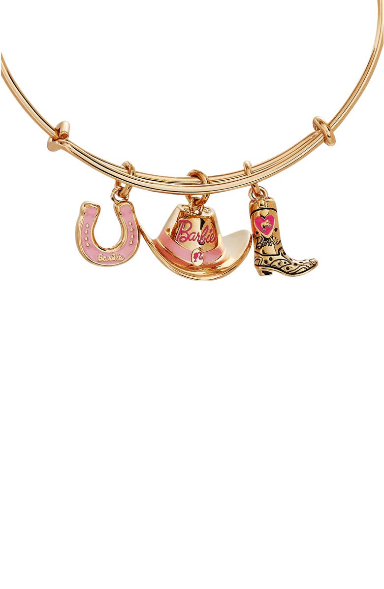 Alex and Ani Barbie Western Trio Charm Bangle Bracelet, Alternate, color, Gold