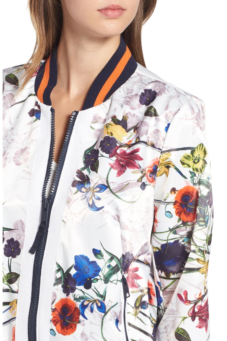 Flower Print Bomber Jacket, Alternate, color, TROPICAL FLORAL