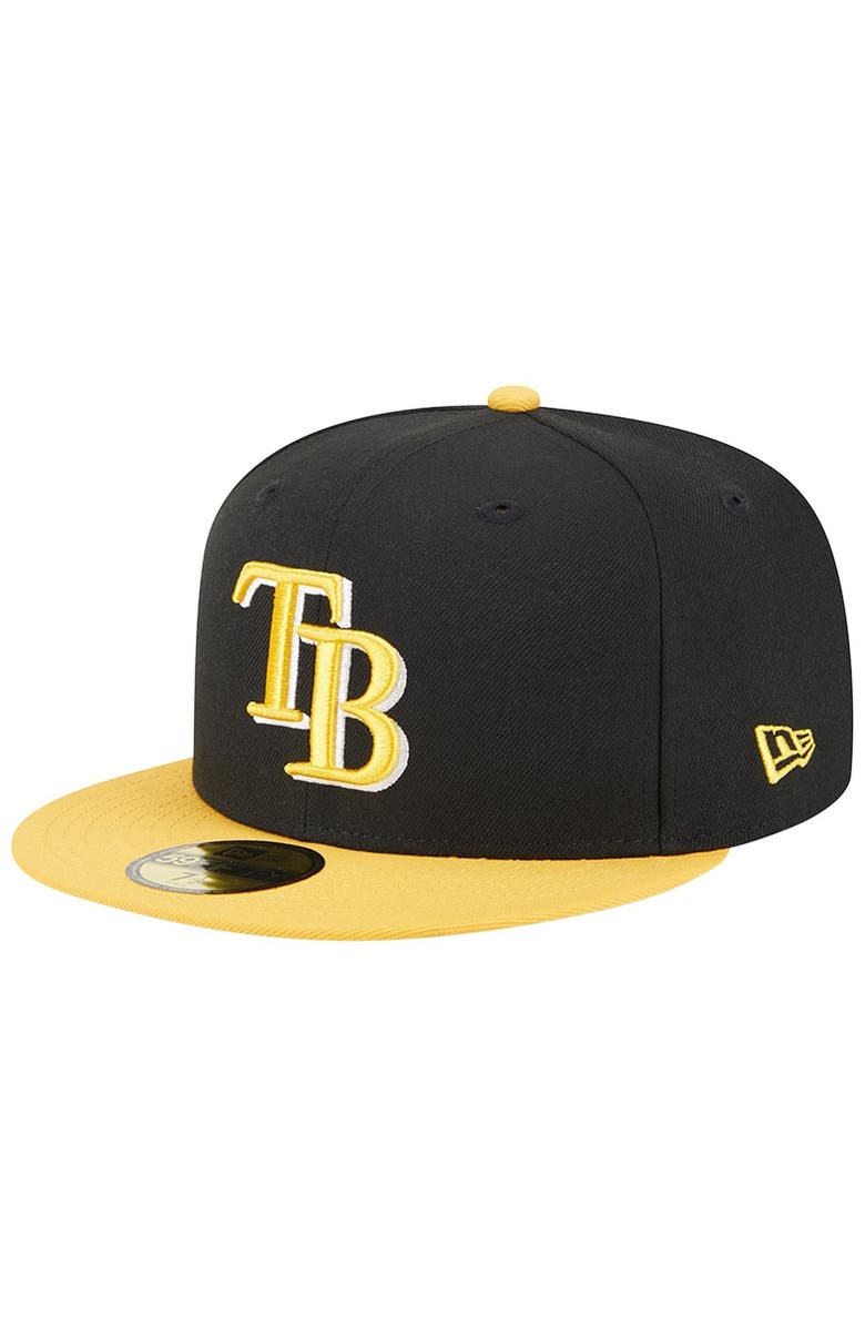 New Era Men's New Era Black/Gold Tampa Bay Rays 59FIFTY Fitted Hat, Alternate, color,