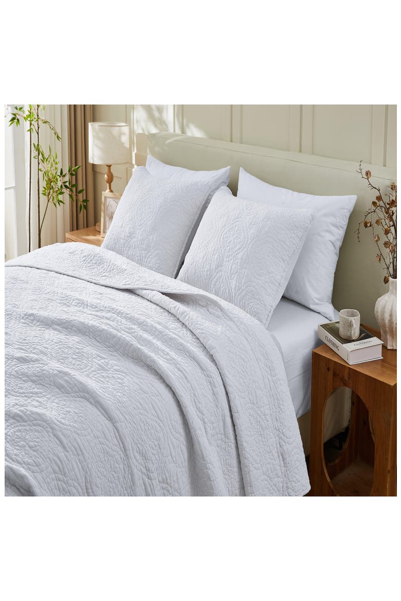 Flavia Cotton Stitched Quilt, Alternate, color, BRIGHT WHITE