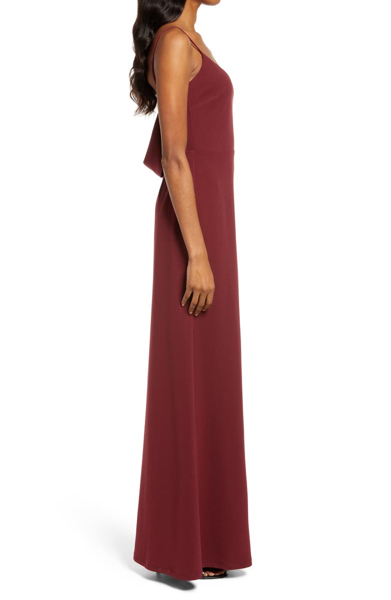 WAYF The Abigal Cowl Back Side Slit Gown, Alternate, color, Merlot