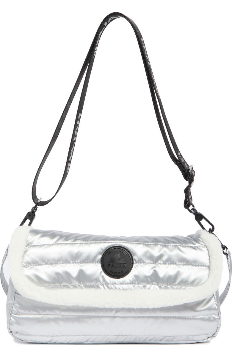 Pajar Quilted Faux Shearling Trim Convertible Shoulder Bag, Main, color,