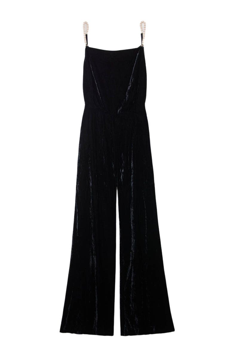 SANDRO Velvet jumpsuit, Alternate, color, Black