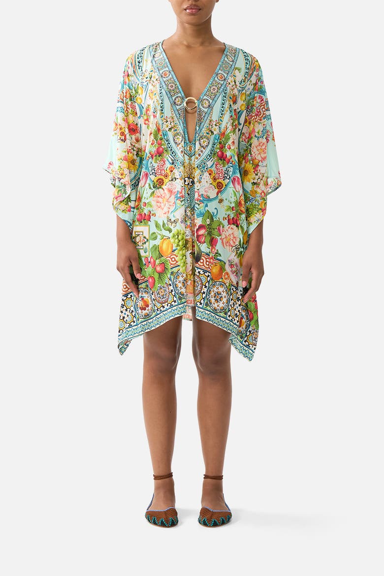 Short V Neck Kaftan W Ring Front Trim, Main, color, Magic Of The Mercado