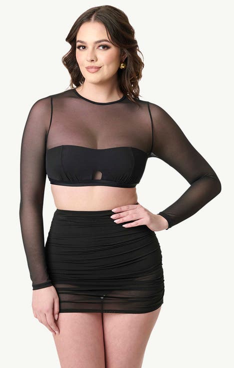 Mesh Long Sleeve Swim Top