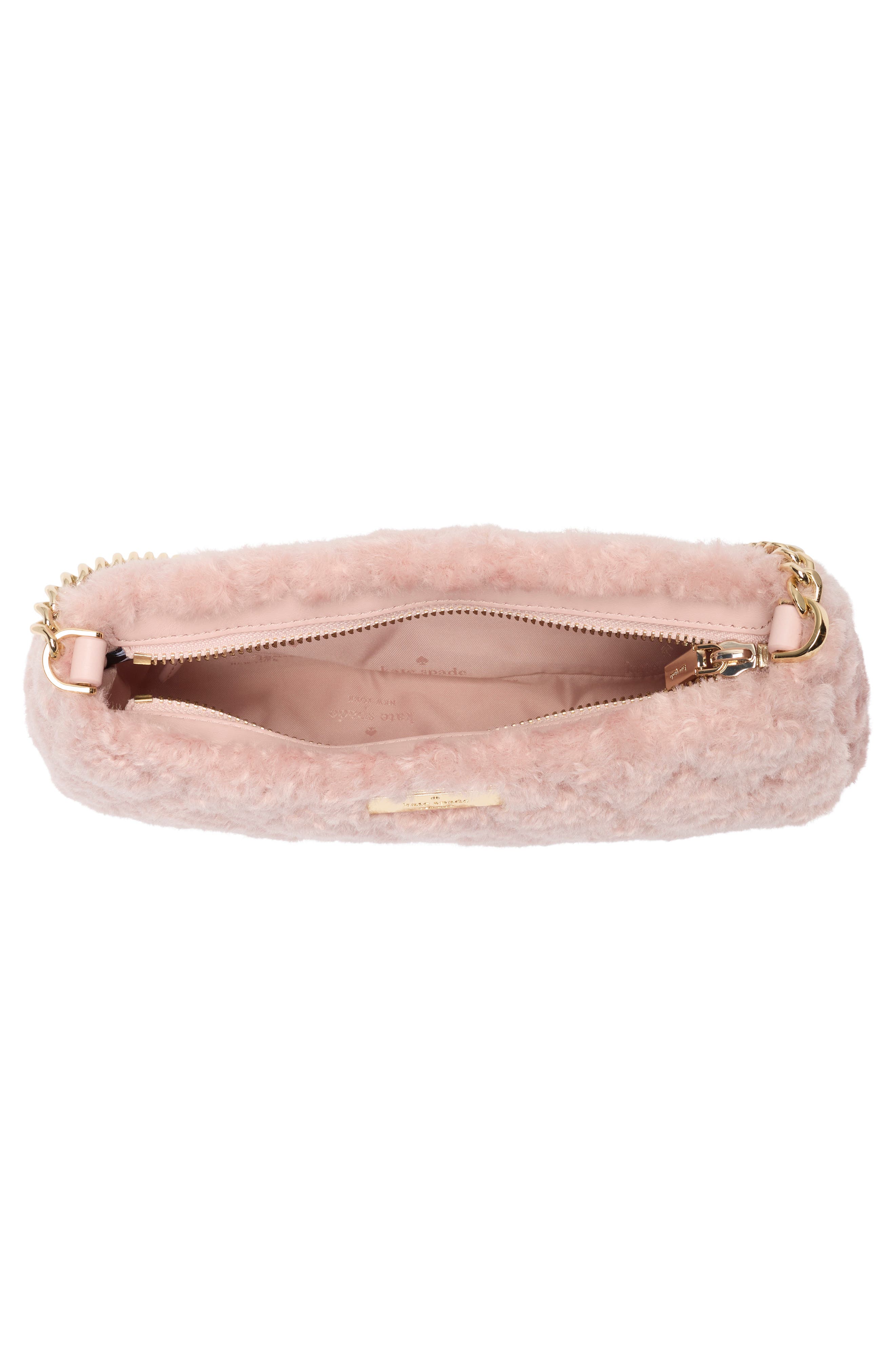 Carey Quilted Faux Fur Small Crossbody Bag, Alternate, color, ROSE SMOKE