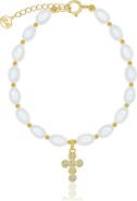 LA MENO Freshwater Pearl & Cross Bracelet