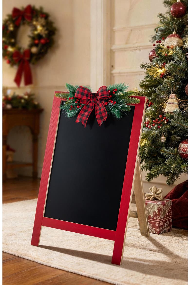 24"H Christmas Wooden Easel Porch Decor, Alternate, color, Red