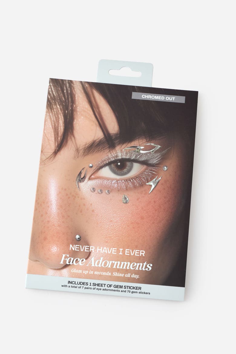 Chromed Out Face Adornments, Alternate, color, Metallic Silver