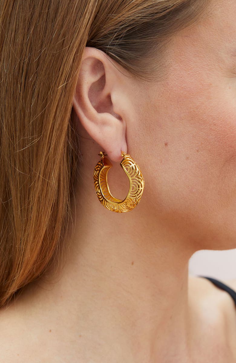 SAVVY CIE JEWELS Hollow Hoop Earrings, Alternate, color, Yellow