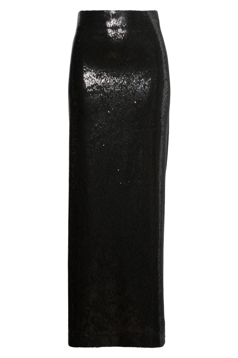 Sequin Column Skirt, Alternate, color, BLACK