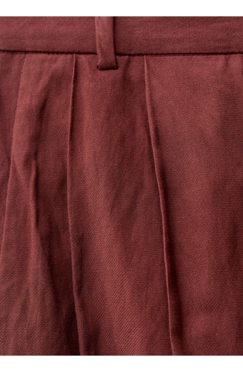 MANGO Pleated Wide Leg Pants, Alternate, color, Wine