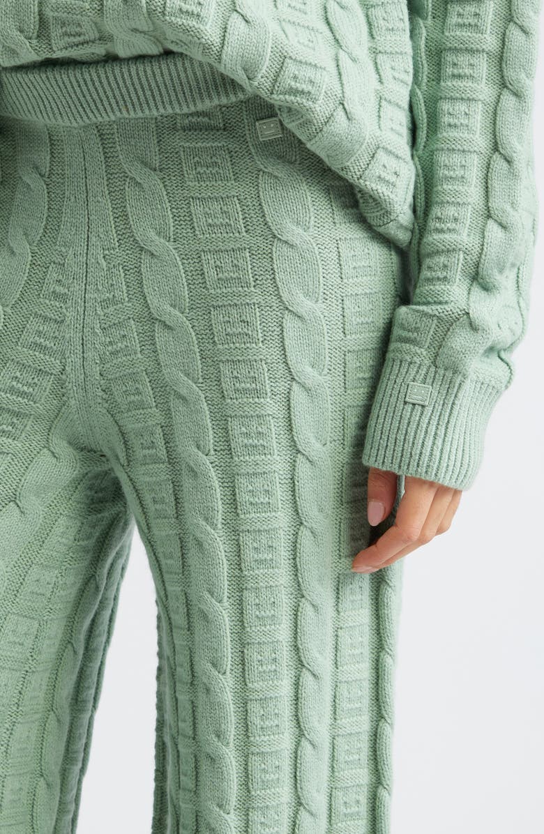 Acne Studios Kong Face Logo Cable Knit Wool Blend Sweater Pants, Alternate, color, 