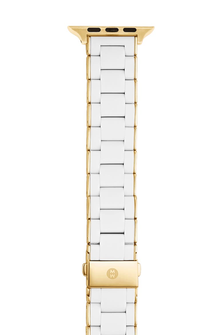 Silicone 20mm Apple Watch® Watchband, Main, color, GOLD/WHITE