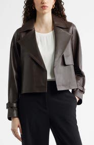 Nordstrom Crop Leather Trench Coat