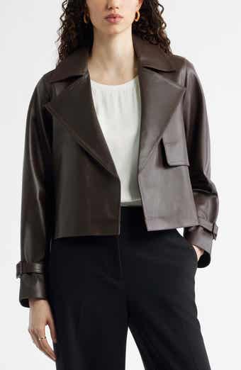 Crop Leather Trench Coat