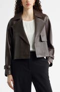 Nordstrom Crop Leather Trench Coat