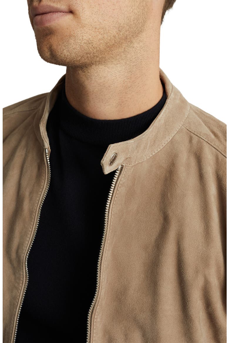 Brooks Slim Fit Leather Jacket, Alternate, color, STONE