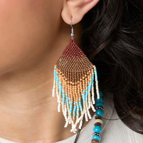 Jessica Simpson Beaded Fringe Earrings In Brown