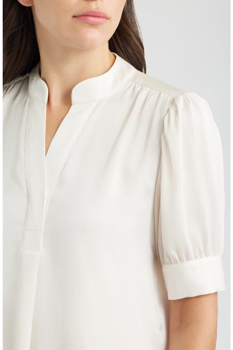 Puffed Sleeve Y-Neck Top, Alternate, color, WHITE DOVE