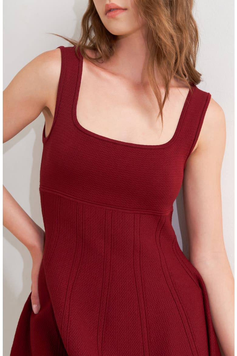 Knit Skater Minidress, Alternate, color, BURGUNDY