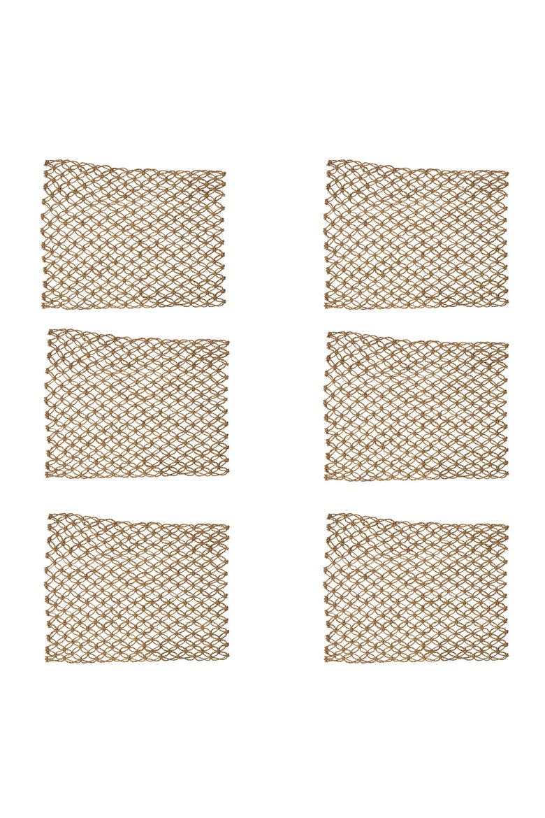 Macrame Mocha Placemats, Set of 6, Main, color, Brown
