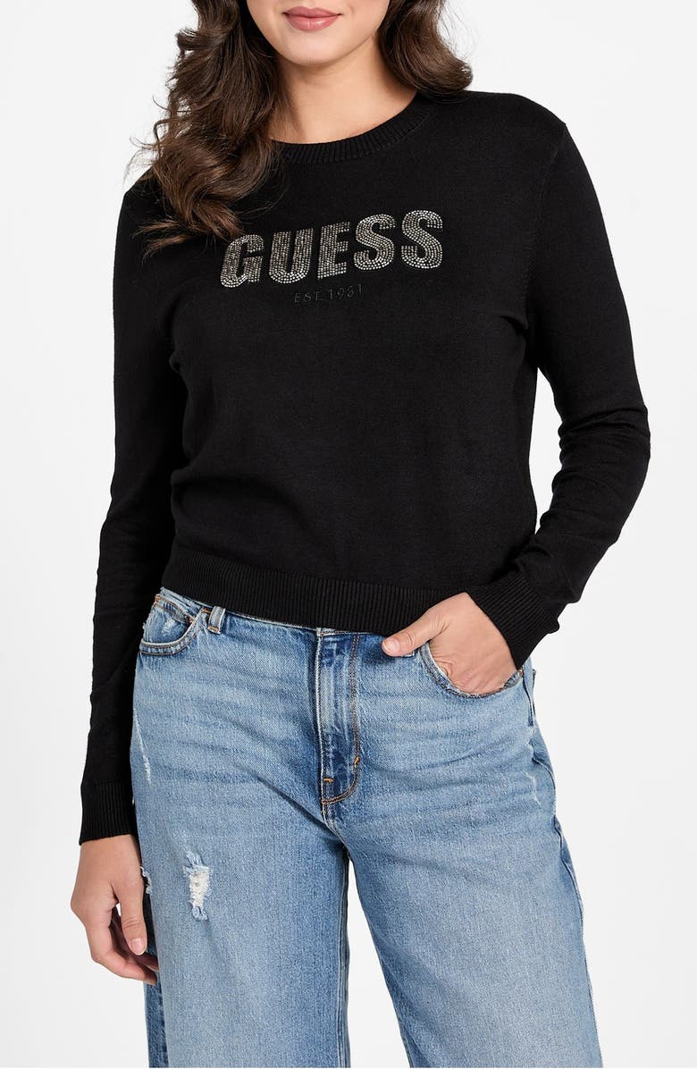GUESS Norah Logo Sweater, Main, color, Jet Black-Black