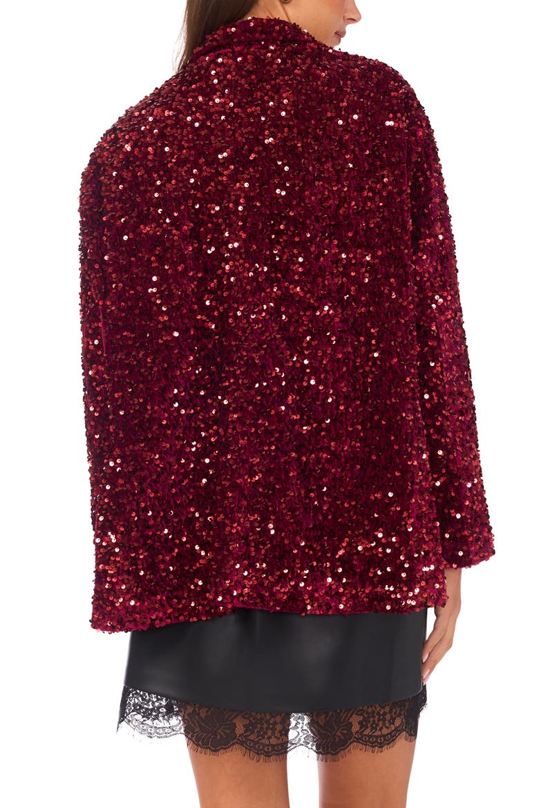 Sequin Relaxed Blazer, Alternate, color, CRIMSON