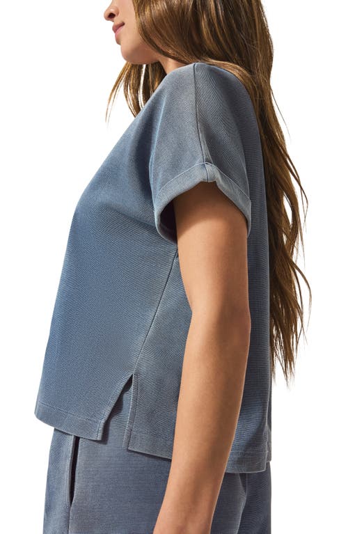 Splendid Indigo Short Sleeve Sweatshirt In Blue