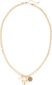 NORDSTROM RACK Keepsake Charm Cluster Layered Necklace