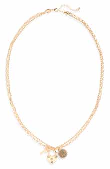 NORDSTROM RACK Keepsake Charm Cluster Layered Necklace