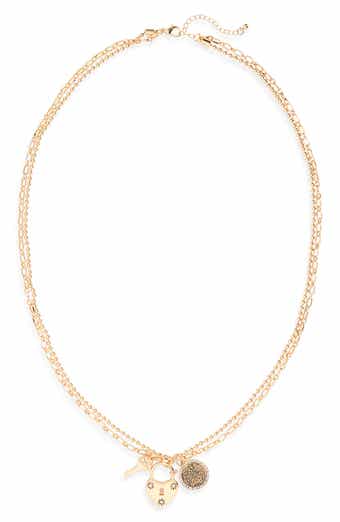 NORDSTROM RACK Keepsake Charm Cluster Layered Necklace