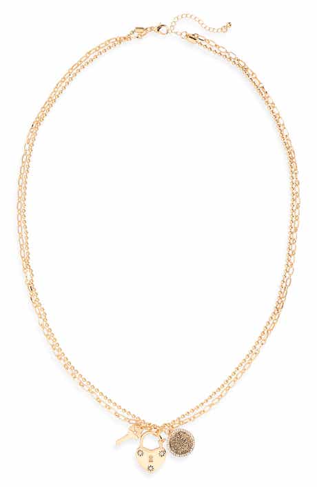 NORDSTROM RACK Keepsake Charm Cluster Layered Necklace