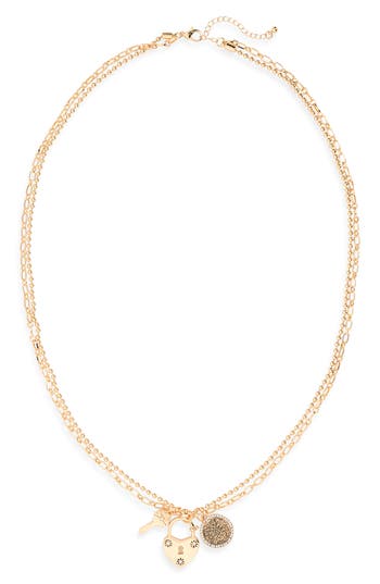 Nordstrom Rack Keepsake Charm Cluster Layered Necklace In Gold
