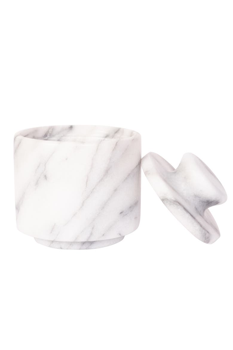 Artifacts Trading Company Marble Salt Cellar with Lid, Alternate, color, White Matte