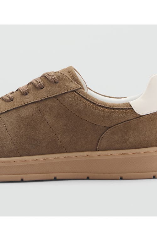 Mango Mixed Sneaker In Medium Brown