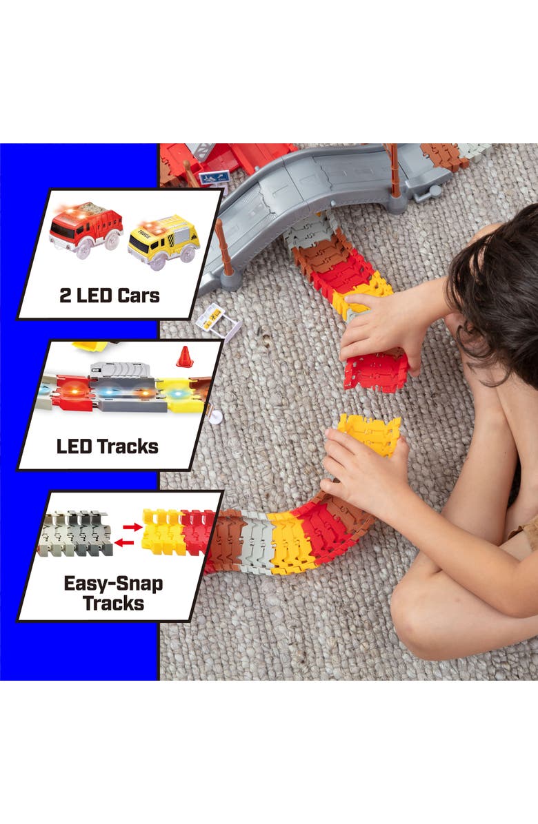 USA Toyz Snap Trax Construction Set Race Tracks and LED Toy Cars, Alternate, color, Multi Color