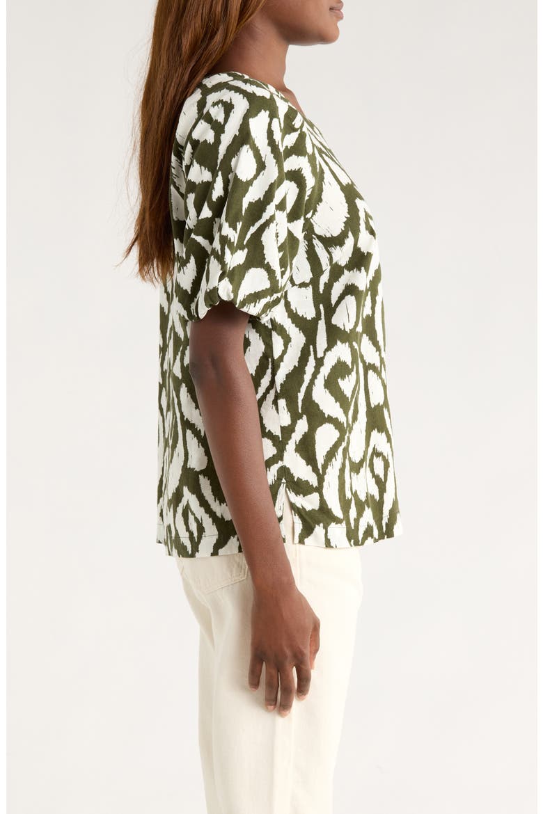 Inlet Ikat Print Linen Blend Top, Alternate, color, PALM VERDE