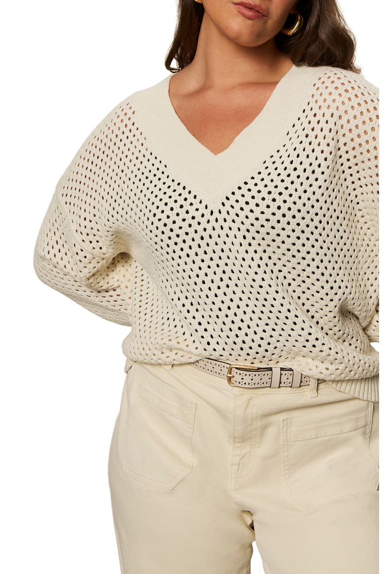 Airy Openwork Sweater, Alternate, color, MACRAME