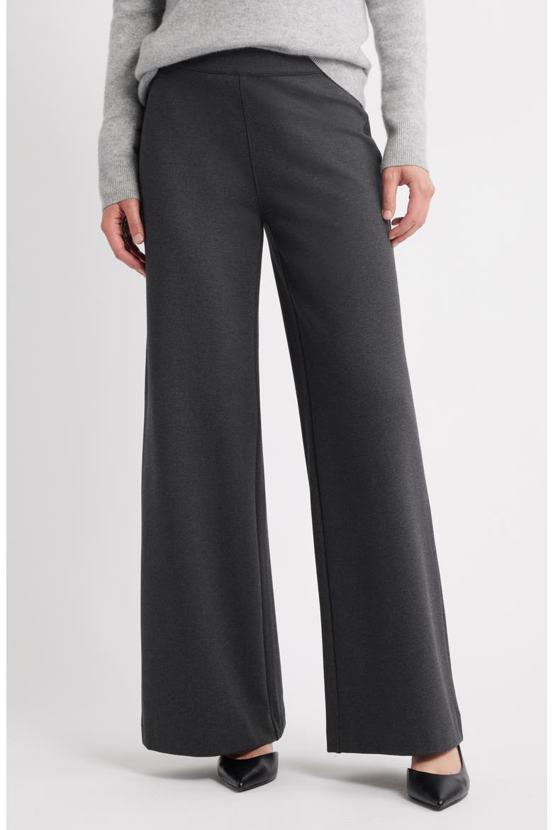 High Waist Wide Leg Ponte Pants, Main, color, GREY DARK CHARCOAL HEATHER