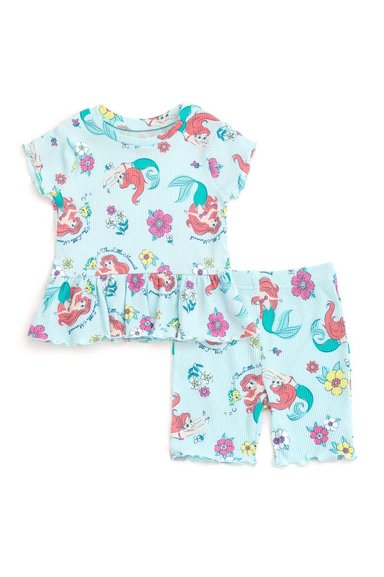Ribbed T-Shirt & Shorts Set, Main, color, Ariel Flounder Blue
