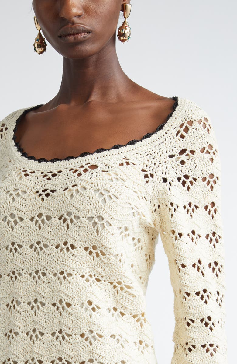 Zimmermann Rhiannon Crochet Cotton Minidress, Alternate, color, Cream/ Black