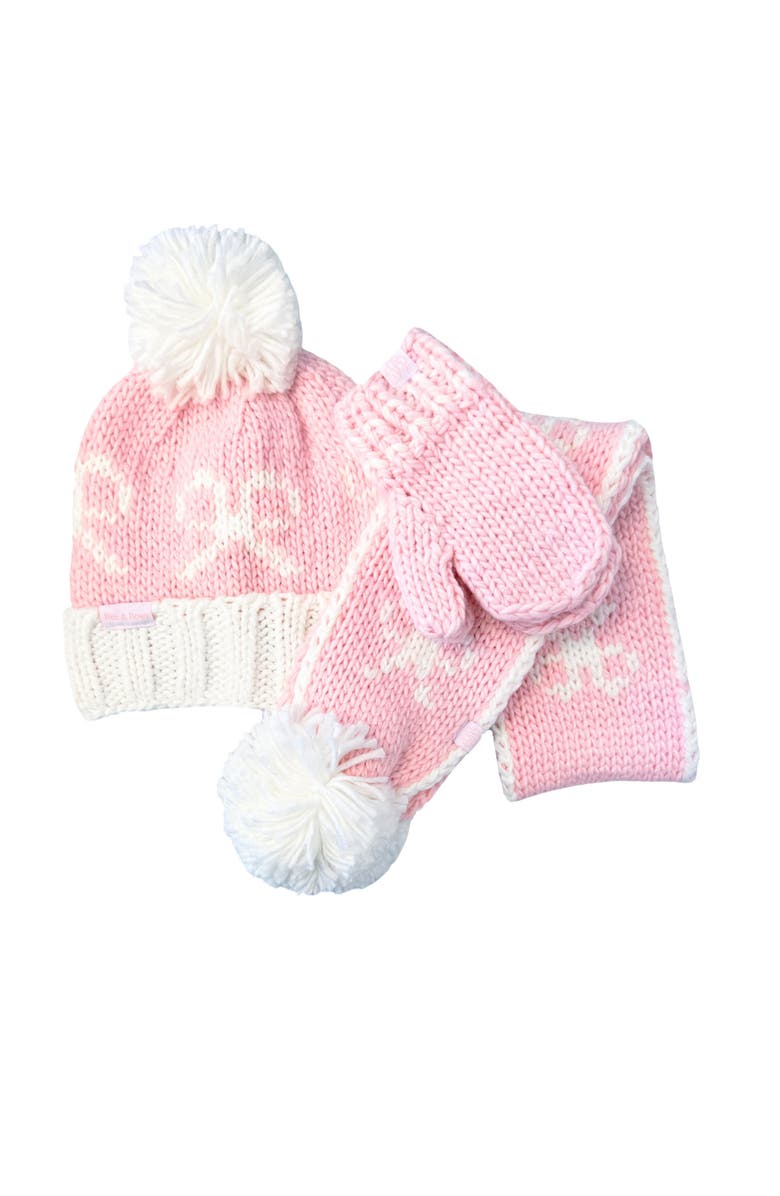 Bits & Bows Bows Knit Hat/Scarf/Mittens Accessories Bundle, Main, color, Pink