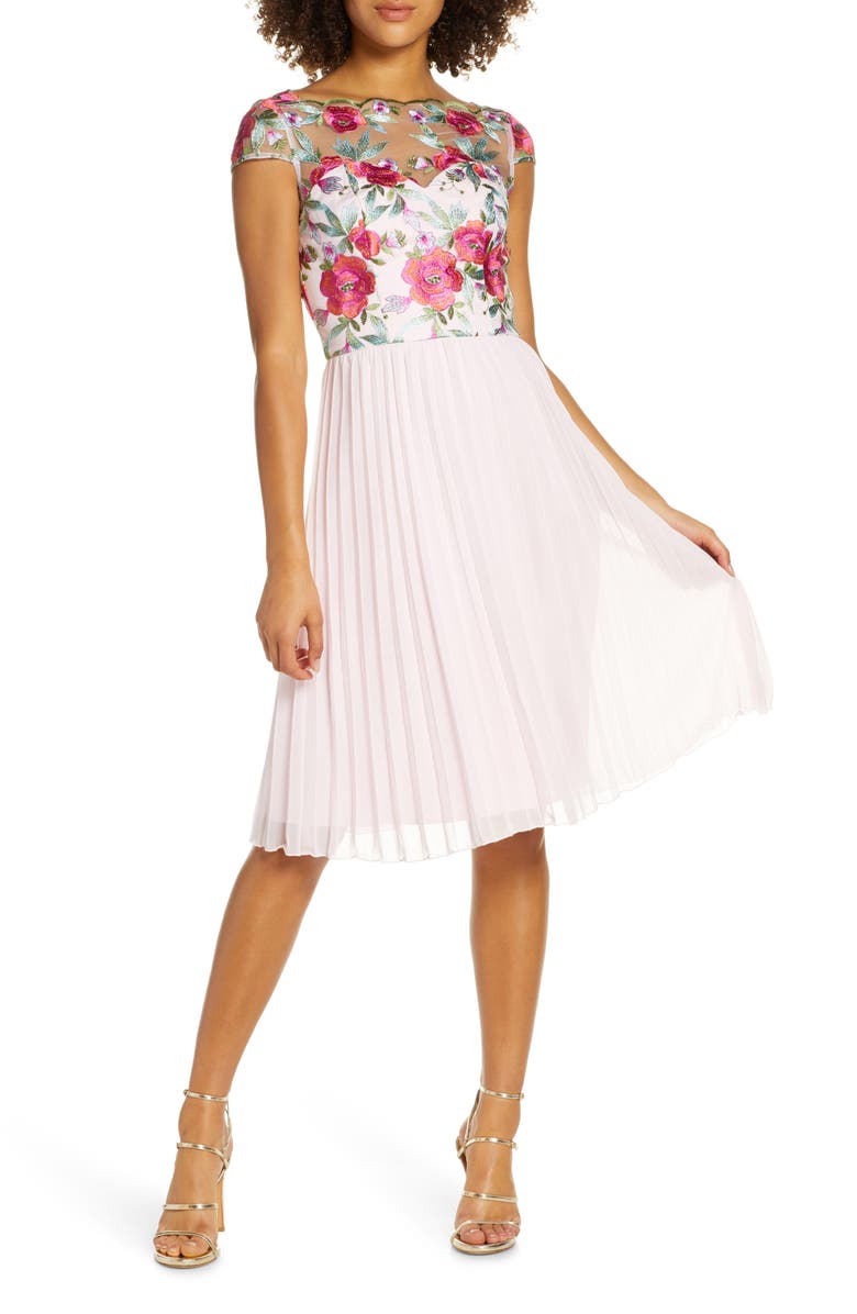 Chi Chi London Lydie Floral Embroidered Cocktail Dress, Main, color, 